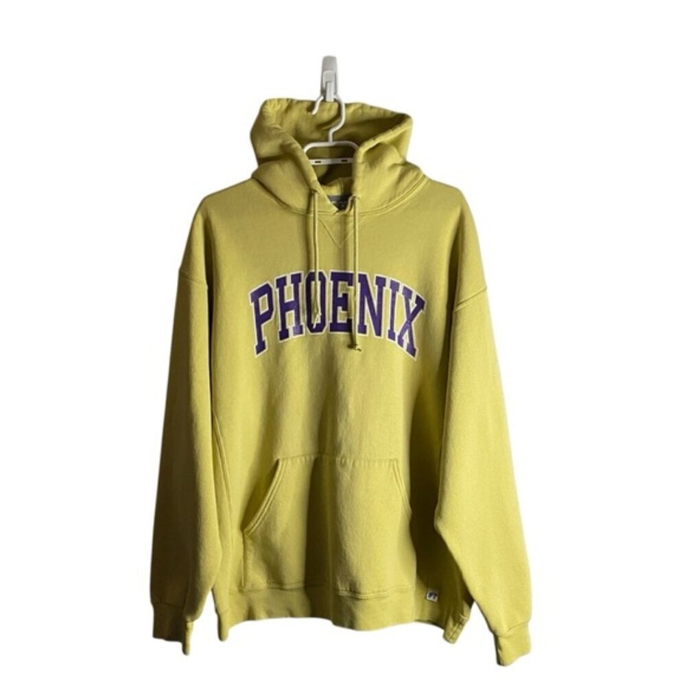 Russell Athletic Men's Yellow Logo Print 'PHOENIX' Sweatshirt Hoodie